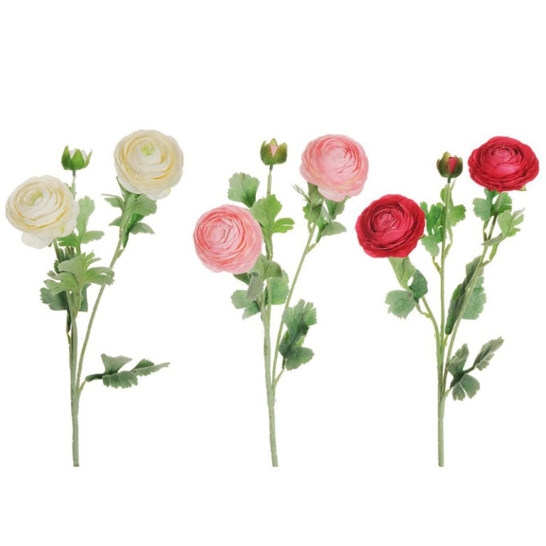 RAMO FIORE RANUNCOLO STELO FLOCCATO H48CM ASSORTITI