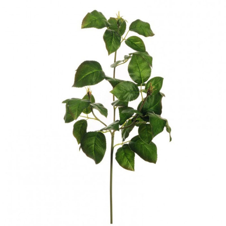 RAMO FOGLIE DI ROSE H65CM VERDE
