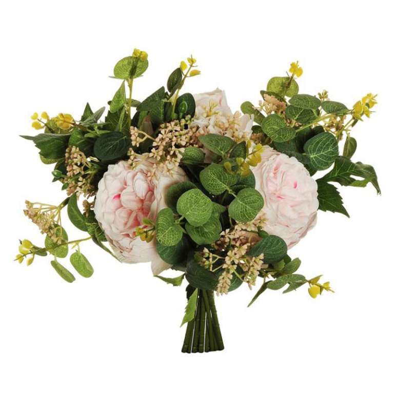 BOUQUET ROSE H33CM ROSA  CHIARO
