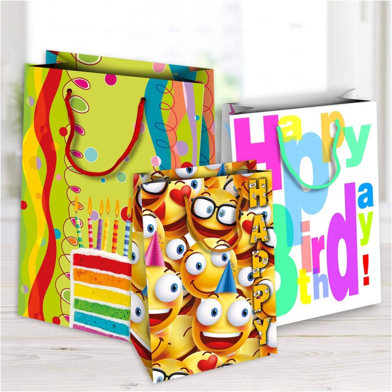 SHOPPER 25X35X12CM CARTA PLASTIFICATA HAPPY 10PZ