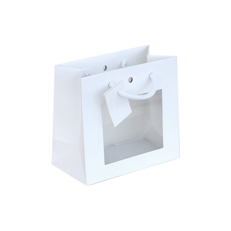 SHOPPER 24X19X14CM BIANCO OPACO CON FINESTRA 10PZ