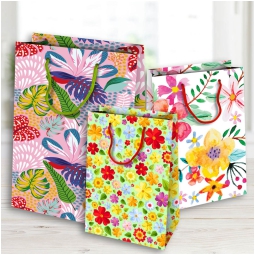 SHOPPER 25X35X12CM CARTA FIORI 10PZ