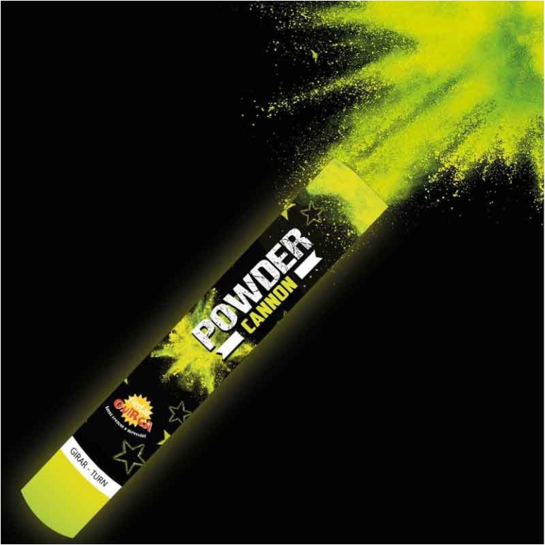 TUBO SPARA POLVERE 30CM GIALLO 20/30GR COLOR RUN