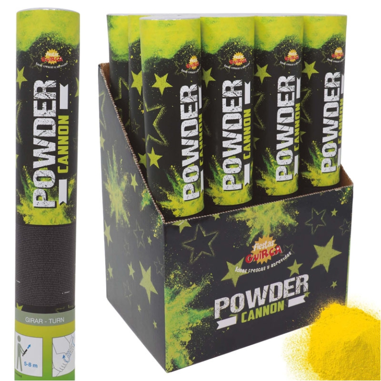 TUBO SPARA POLVERE 30CM GIALLO 20/30GR COLOR RUN 2