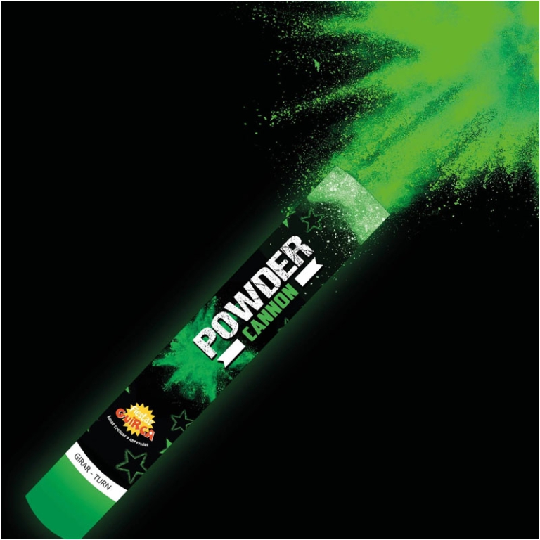 TUBO SPARA POLVERE 30CM VERDE 20/30GR COLOR RUN