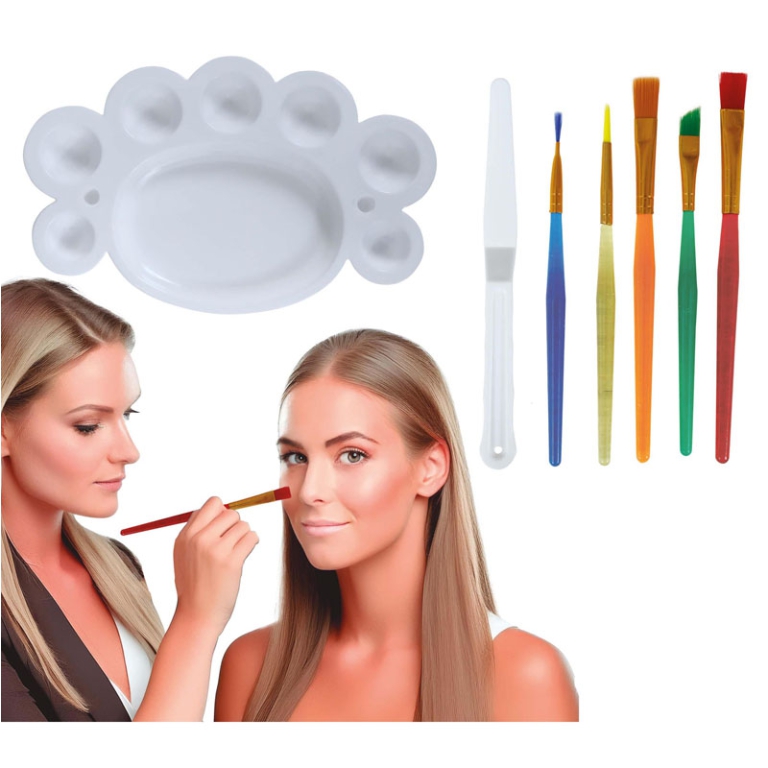 SET TRUCCO CON TAVOLOZZA E 5 PENNELLI