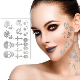 TATUAGGI PER IL VISO HALLOWEEN ARGENTO