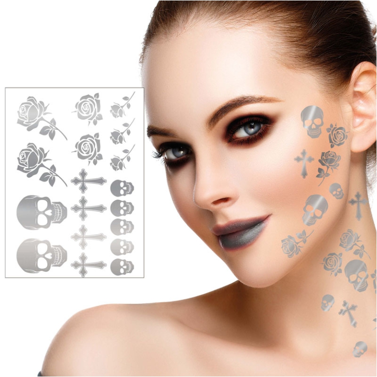 TATUAGGI PER IL VISO HALLOWEEN ARGENTO