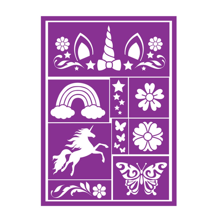 STENCIL PER TRUCCO 14X20CM UNICORNO 3