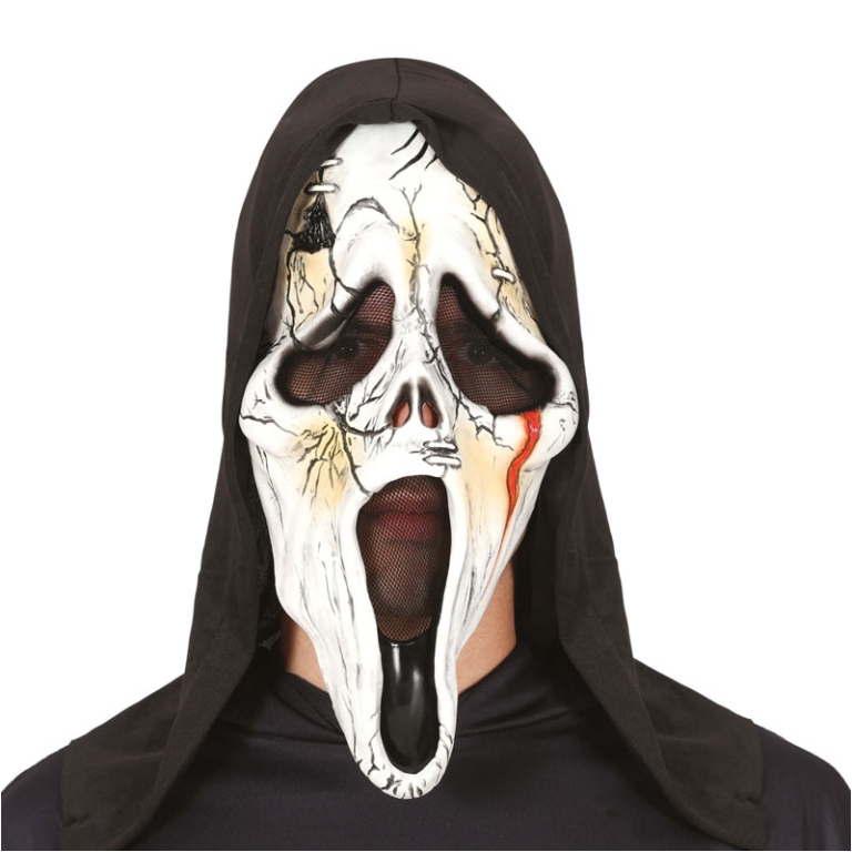 MASCHERA ASSASSINO CON CAPPUCCIO IN LATTICE