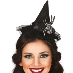 CERCHIETTO CAPPELLINO STREGA CON RAGNO