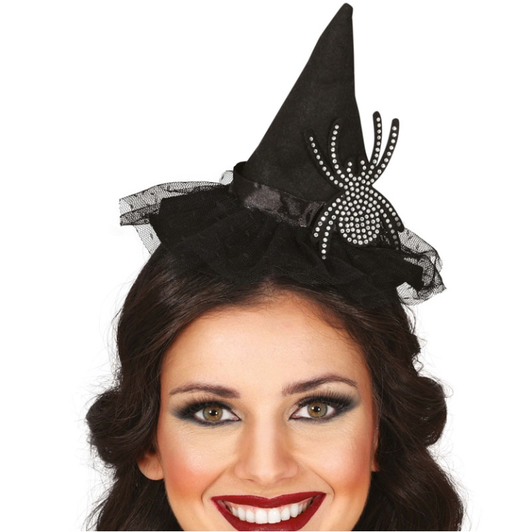 CERCHIETTO CAPPELLINO STREGA CON RAGNO