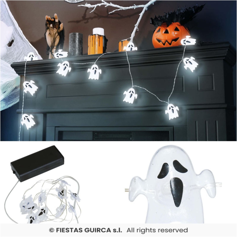 GHIRLANDA LUMINOSA FANTASMA A BATTERIA 120CM