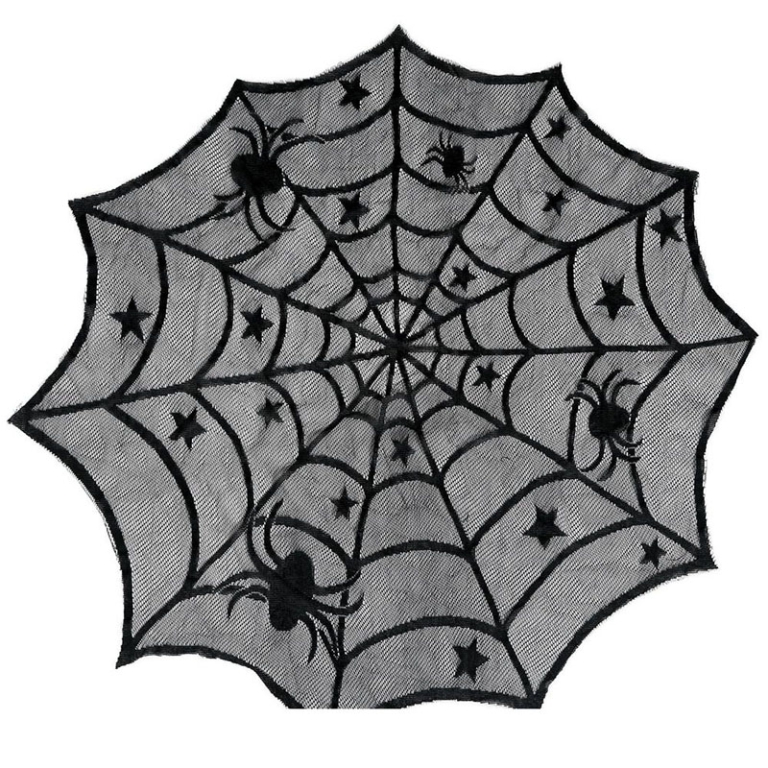 TOVAGLIA IN PIZZO NERO TONDA 100CM HALLOWEEN 2