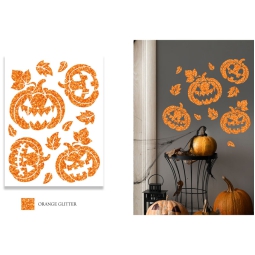 DECORAZIONE ADESIVA ZUCCA GLITTER 30X40CM