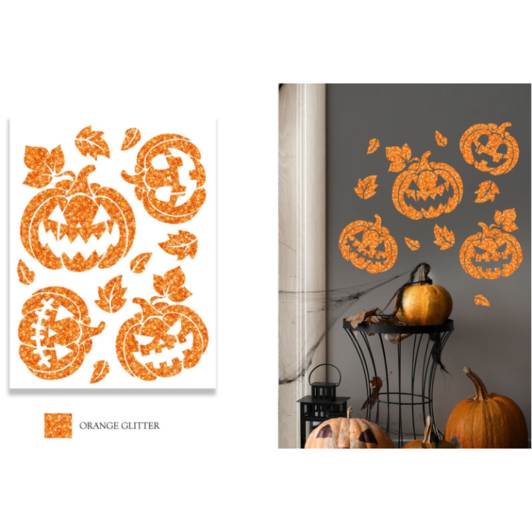 DECORAZIONE ADESIVA ZUCCA GLITTER 30X40CM