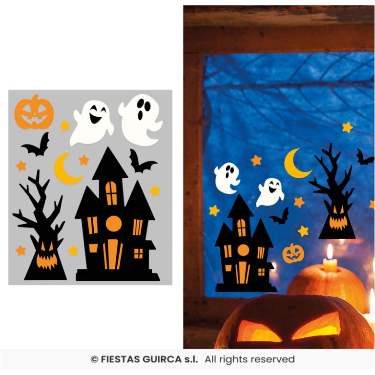DECORAZIONI IN GEL HALLOWEEN FANTASMI 20X25CM