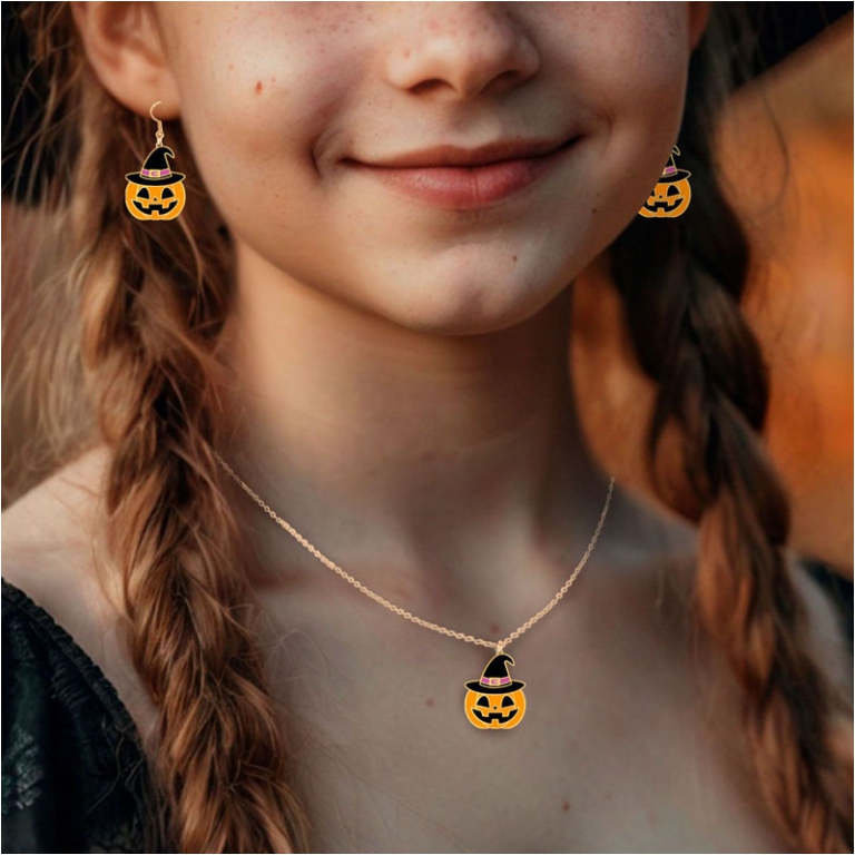 COLLANA E ORECCHINI ZUCCA HALLOWEEN