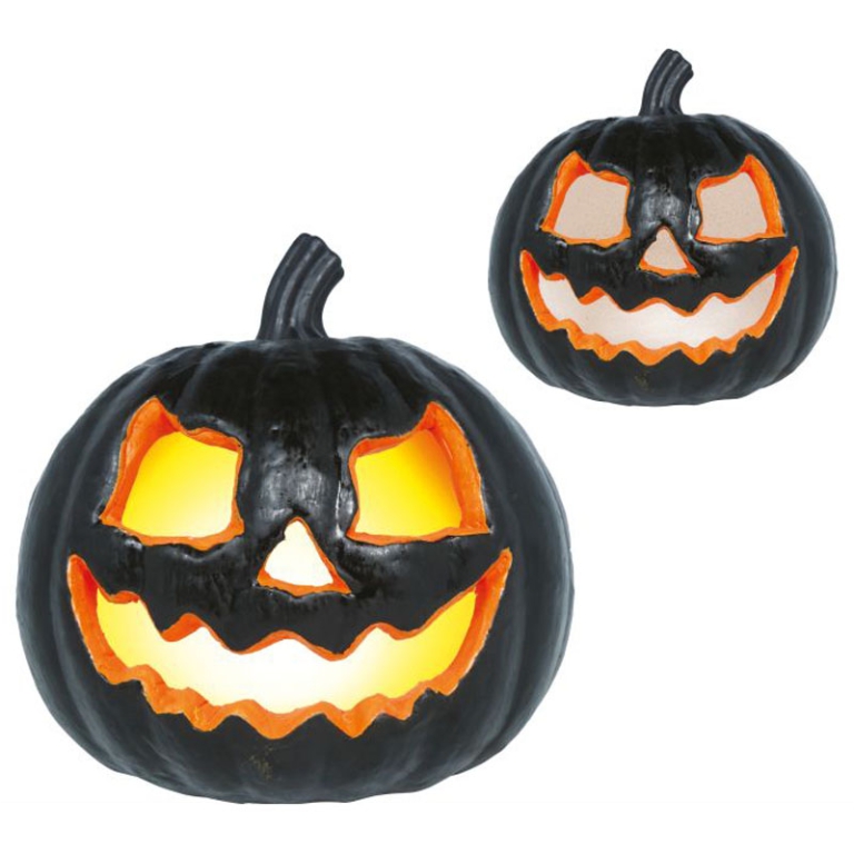 ZUCCA NERA 20CM PVC CON LUCE