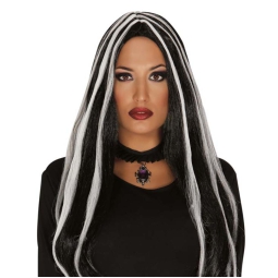 PARRUCCA NERA CON STRIATURE BIANCHE LUNGA