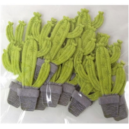 DECORAZIONE CACTUS 16PZ  L6CM FELTRO VERDE CHIARO