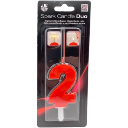 CANDELA NUMERO 2 DUO SCINTILLE ROSSA