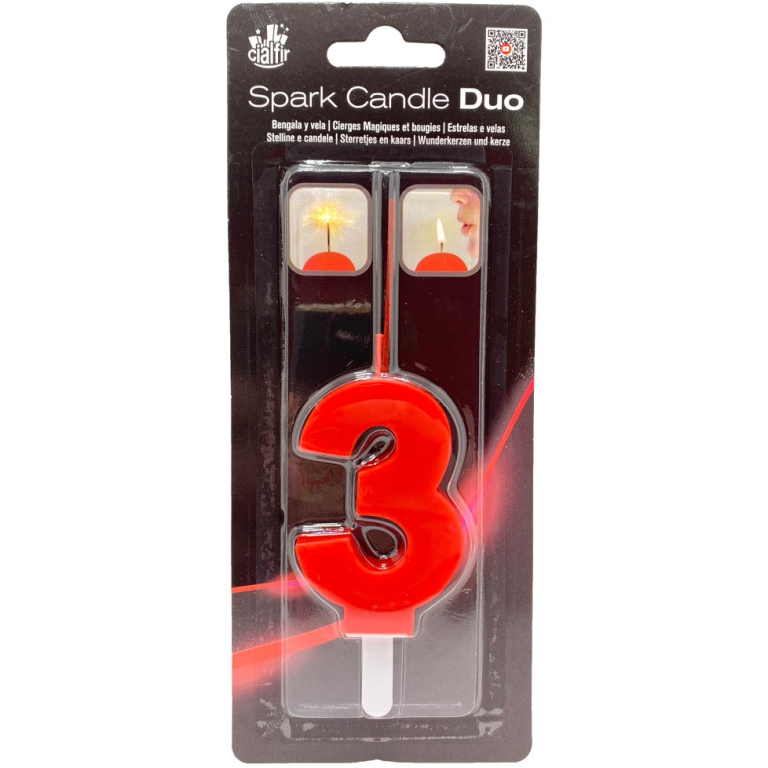 CANDELA NUMERO 3 DUO SCINTILLE ROSSA