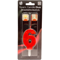 CANDELA NUMERO 6 DUO SCINTILLE ROSSA