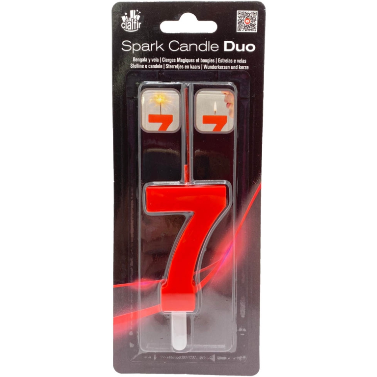 CANDELA NUMERO 7 DUO SCINTILLE ROSSA