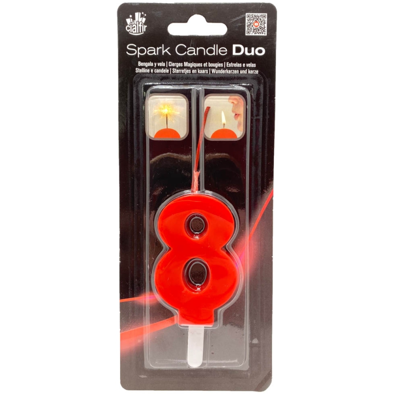 CANDELA NUMERO 8 DUO SCINTILLE ROSSA