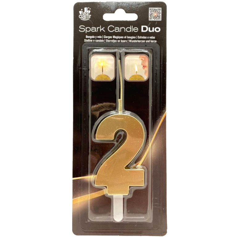 CANDELA NUMERO 2 DUO SCINTILLE ORO