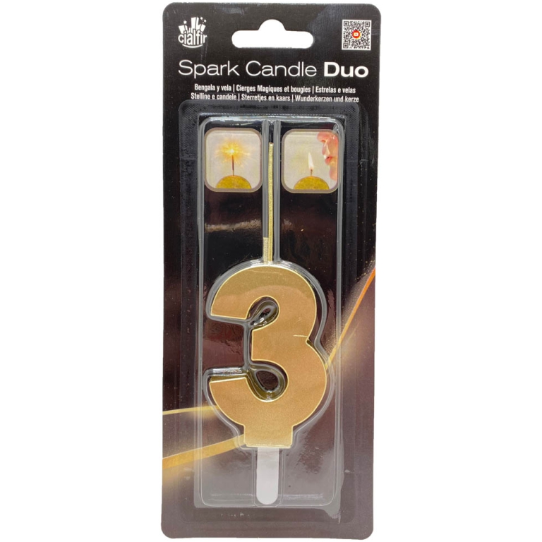 CANDELA NUMERO 3 DUO SCINTILLE ORO