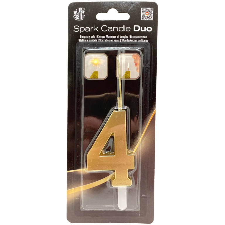 CANDELA NUMERO 4 DUO SCINTILLE ORO