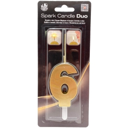 CANDELA NUMERO 6 DUO SCINTILLE ORO