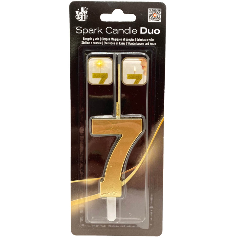 CANDELA NUMERO 7 DUO SCINTILLE ORO