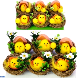 PULCINI 6PZ SOGGETTI ASSORTITI CON NIDO
