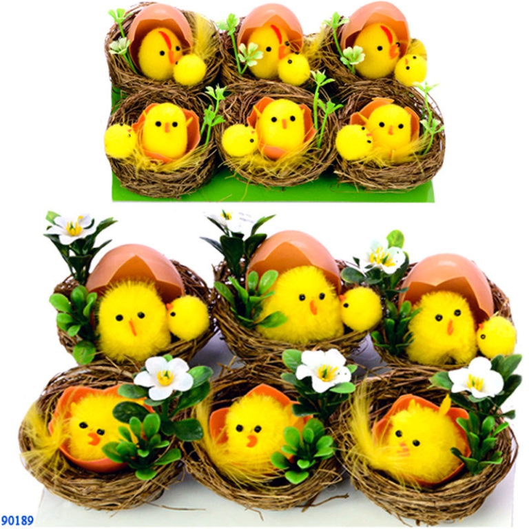 PULCINI 6PZ SOGGETTI ASSORTITI CON NIDO