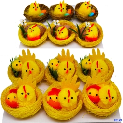 PULCINI 6PZ SOGGETTI ASSORTITI CON NIDO GIALLO