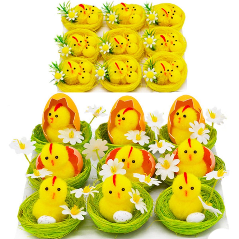 NIDO CHIOCCIA E PULCINI  9PZ ASSORTITI