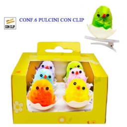 PULCINO CON CLIP 6PZ     COLORI ASSORTITI