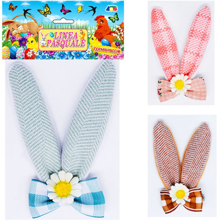 ORECCHIE DA CONIGLIO CON CLIP E FIOCCO IN BUSTA