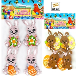 CONIGLIETTI FELTRO CON   CLIP SET 4PZ SOGGETTI ASSORTITI