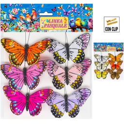 FARFALLE CON CLIP SET 6PZ SOGGETTI ASSORTITI