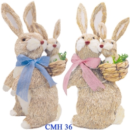 CONIGLIO PAGLIA GRANDE C/BABY IN CESTINO ASSORTITI