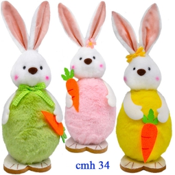 DECORO CONIGLIO CON CAROTA H34CM SOGGETTI ASSORTITI