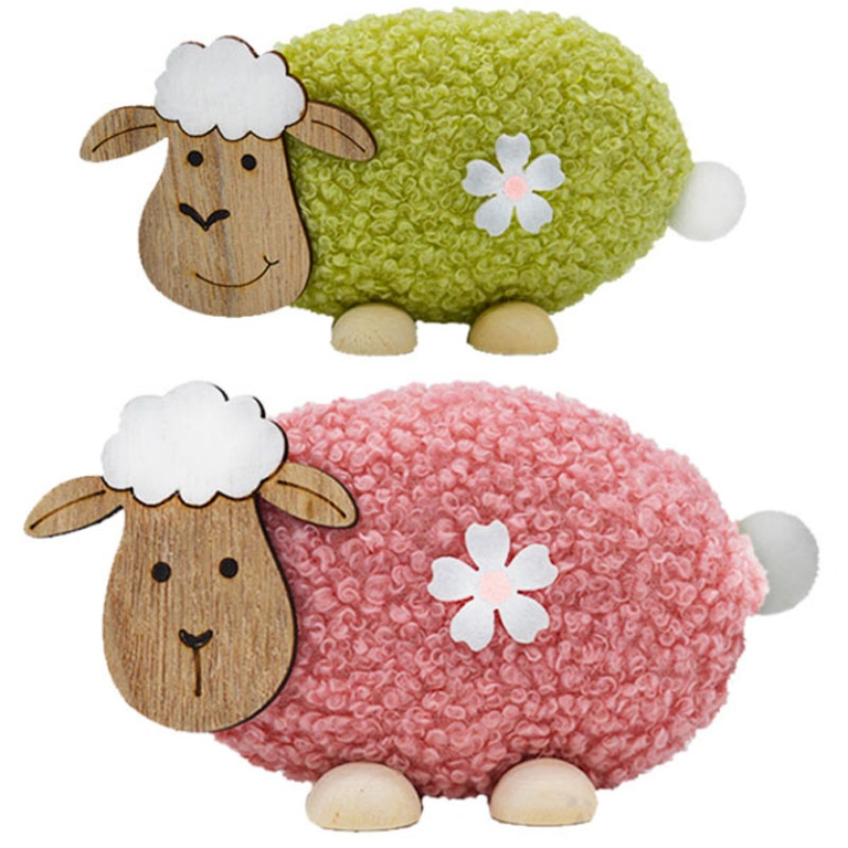 PECORELLA MORBIDA C/MUSO E PIEDI IN LEGNO ASSORT.