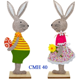 CONIGLIO GRANDE DOPPIO FELTRO BASE LEGNO ASSORTITO