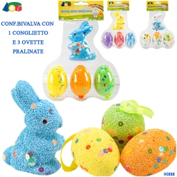 CONIGLIO+3 OVETTE BLISTER COLORI ASSORT.