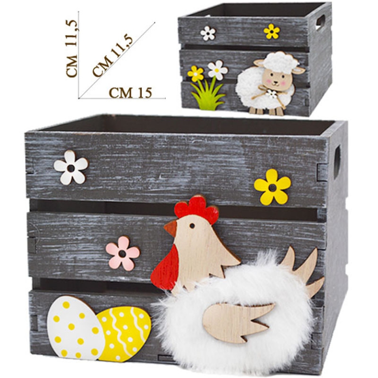 CASSETTA LEGNO C/CHIOCCIA/PECORELLA ASSORTITE