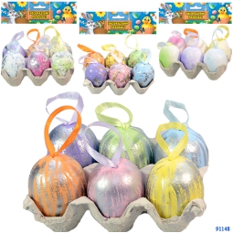 CONTENITORE 6 UOVA DECORATE COLORI ASSORTITI